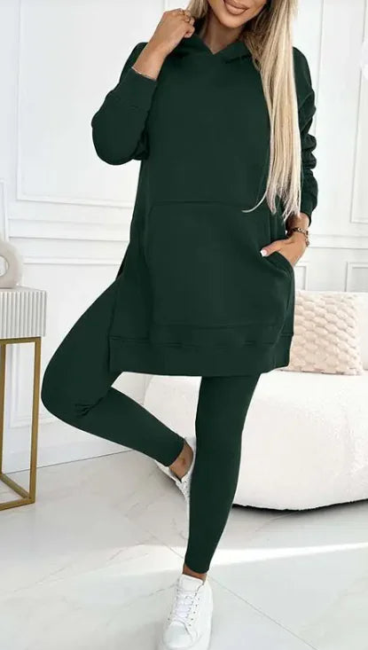 Casual Hooded Sweater & Leggings Set